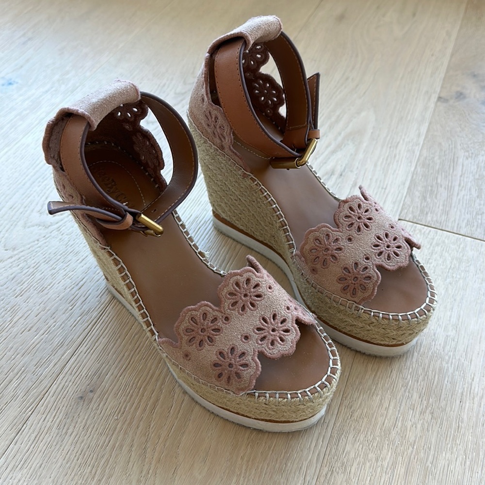See by Chloe Glyn Wedge Espadrilles Size 6.5